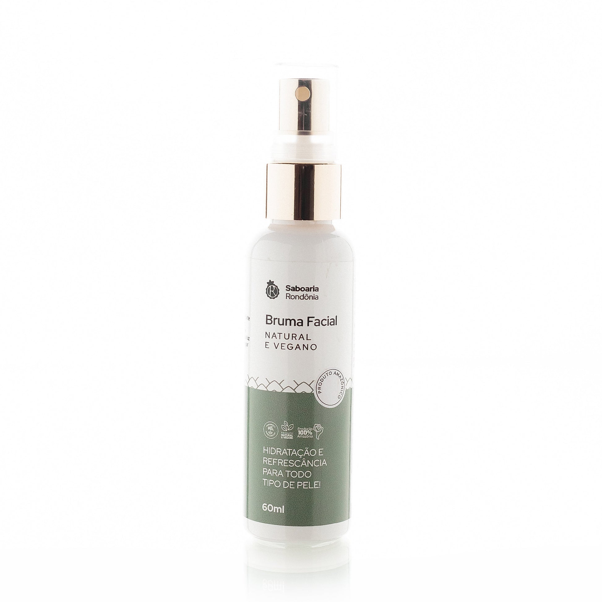 Bruma facial com glicerina, pantenol e óleo essencial de hortelã-pimenta. 