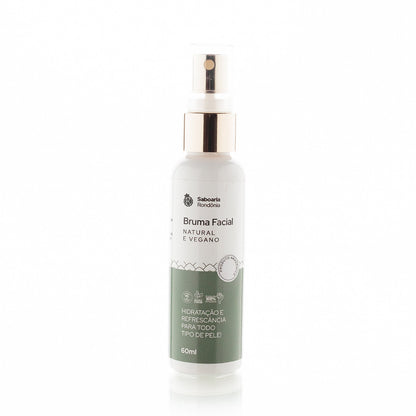 Bruma facial com glicerina, pantenol e óleo essencial de hortelã-pimenta. 