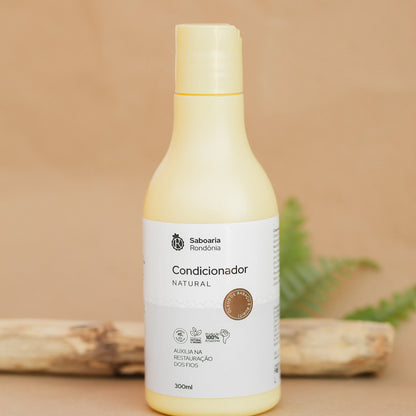 Condicionador natural com bioativos amazônicos de buriti, manteiga de murumuru, babaçu e manteiga de cupuaçu.