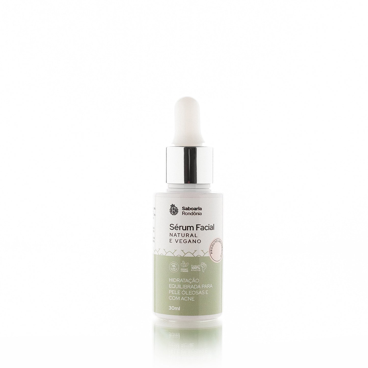 Sérum facial com niacinamida, óleos vegetais de babaçu e jojoba.