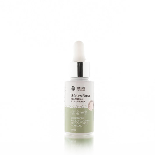 Sérum facial com niacinamida, óleos vegetais de babaçu e jojoba.